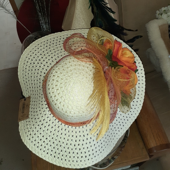 GROOVY GLAM Tropicana Sunset Roses Handmade Original Kentucky Derby Fancy Hat main image 2